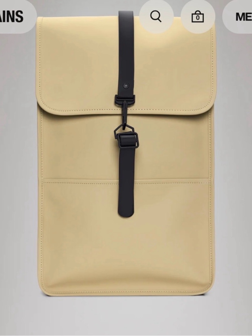 Minimalist Men's Backpack - Cream with Black Strap